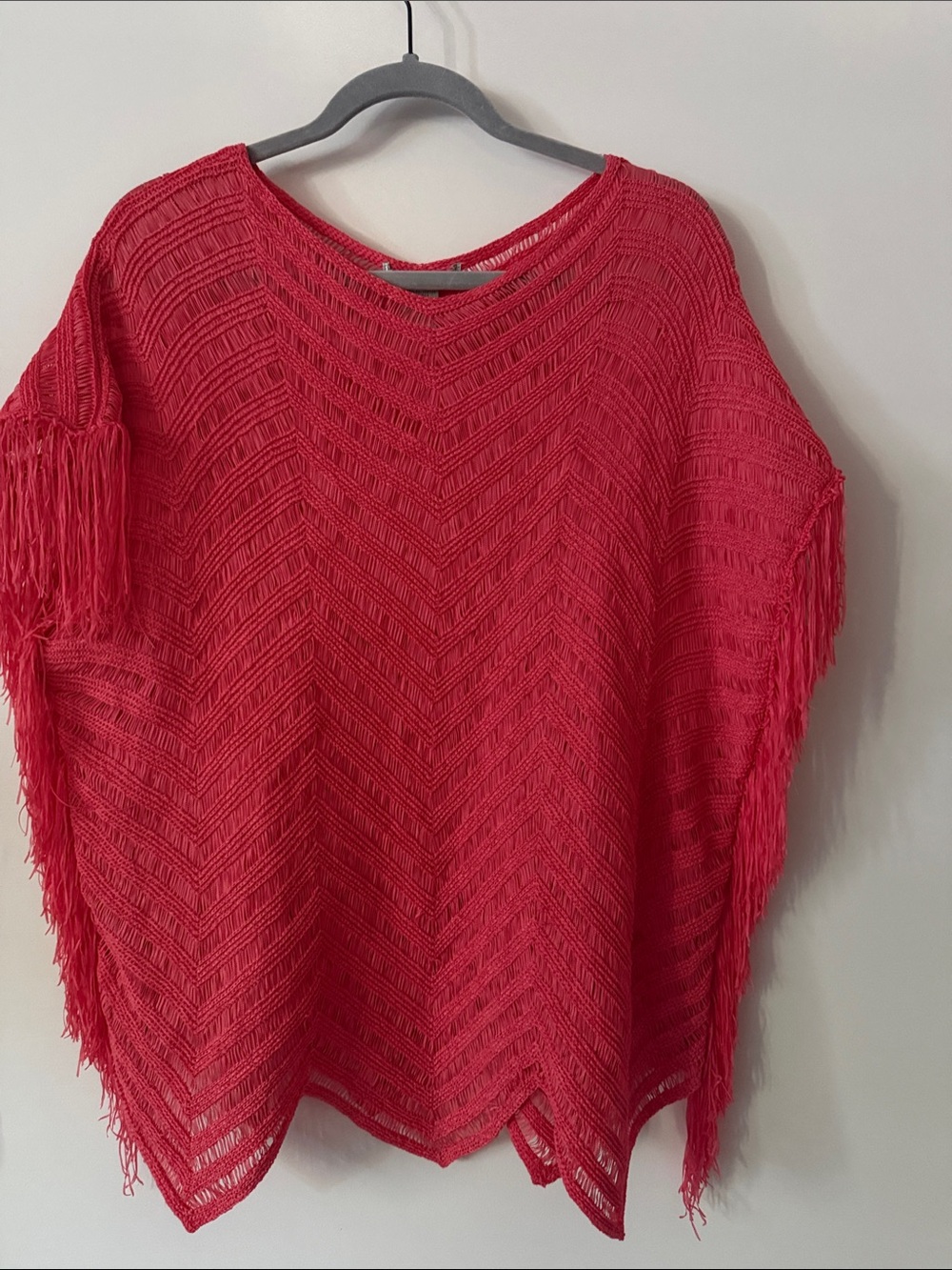 Women's Red Fringe Knit Sweater
